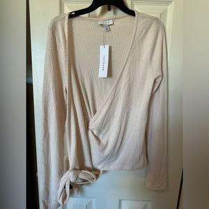 Topshop wrap around creme blouse size small